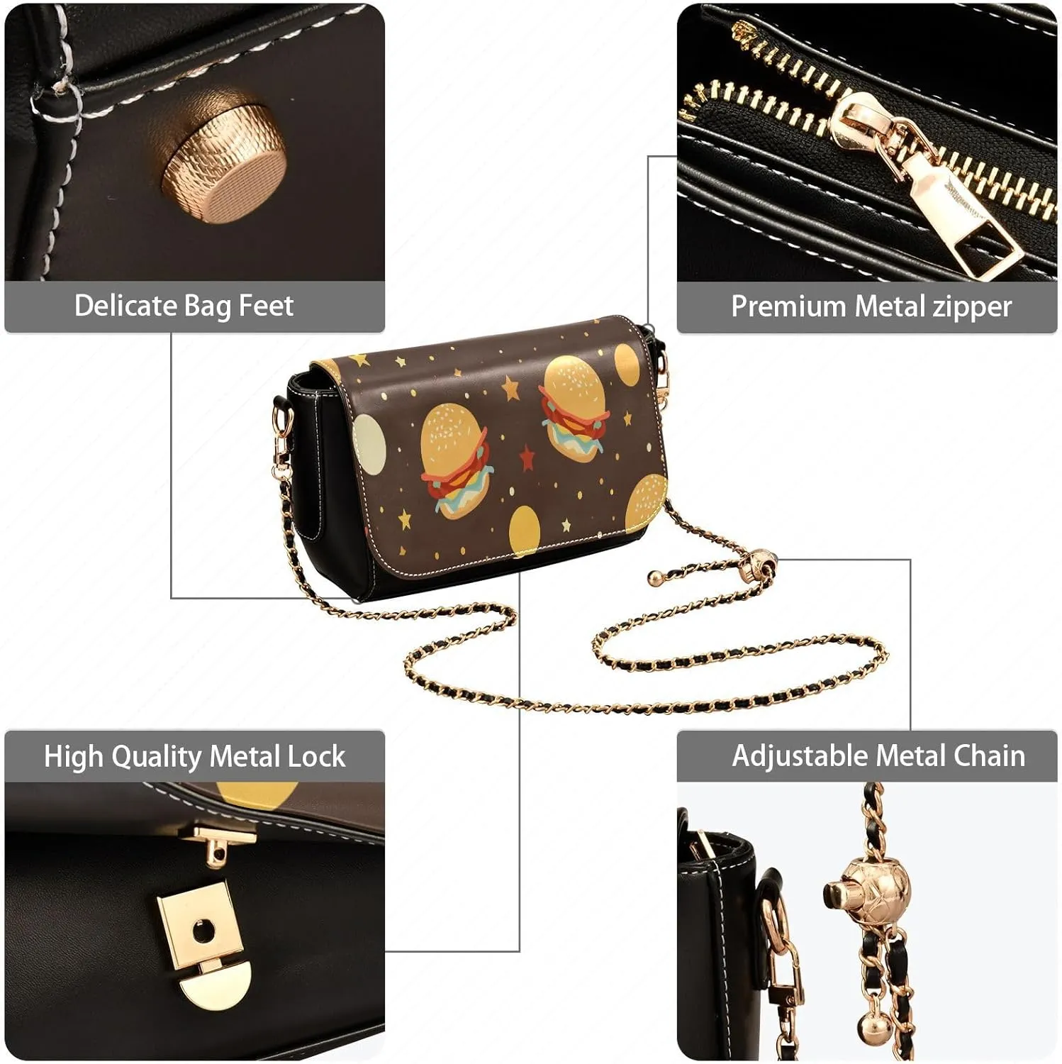 Crossbody Bags for Women Trendy Women's Black Shoulder Bag Small PU Leather Flap Cross Body Bag Handbags