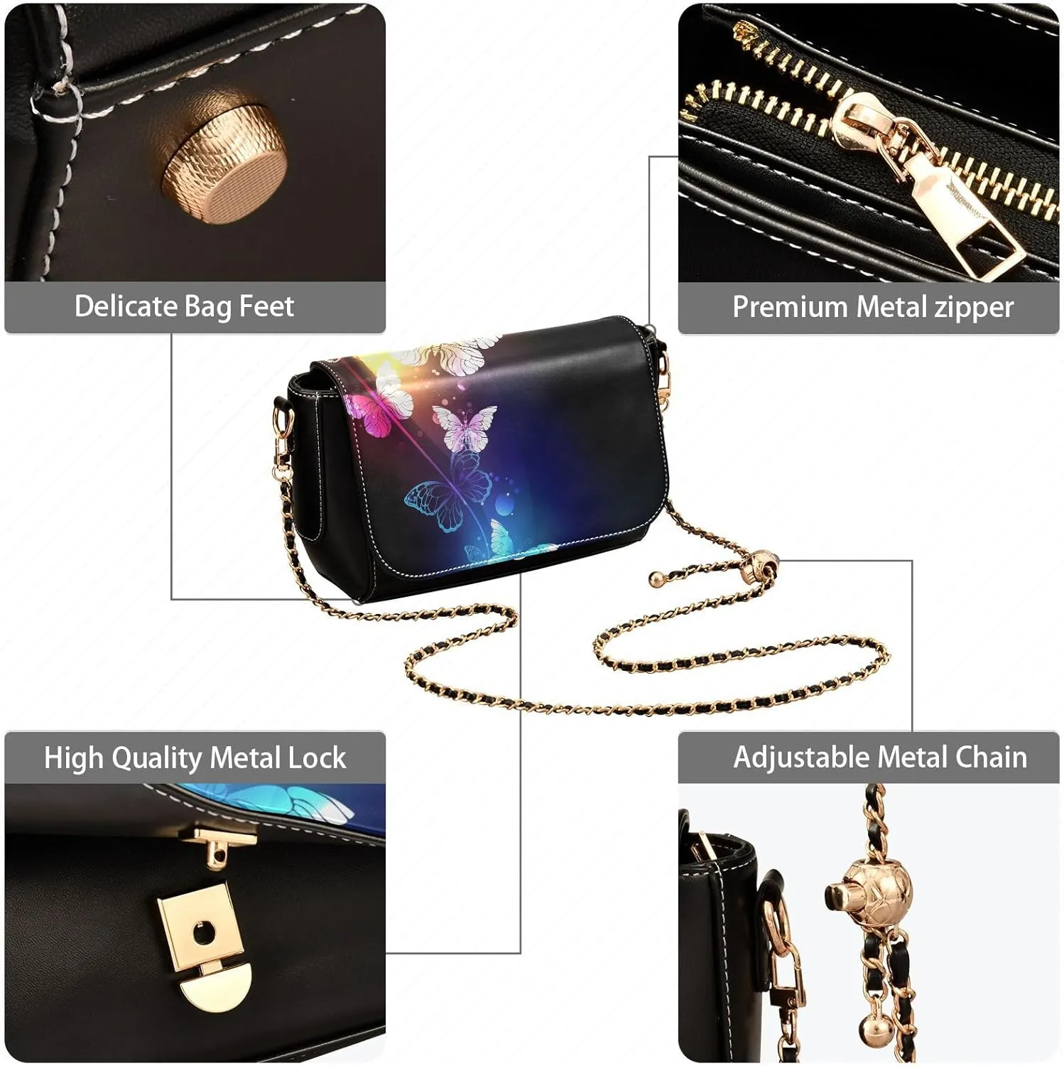 Crossbody Bags for Women Trendy Women's Black Shoulder Bag Small PU Leather Flap Cross Body Bag Handbags