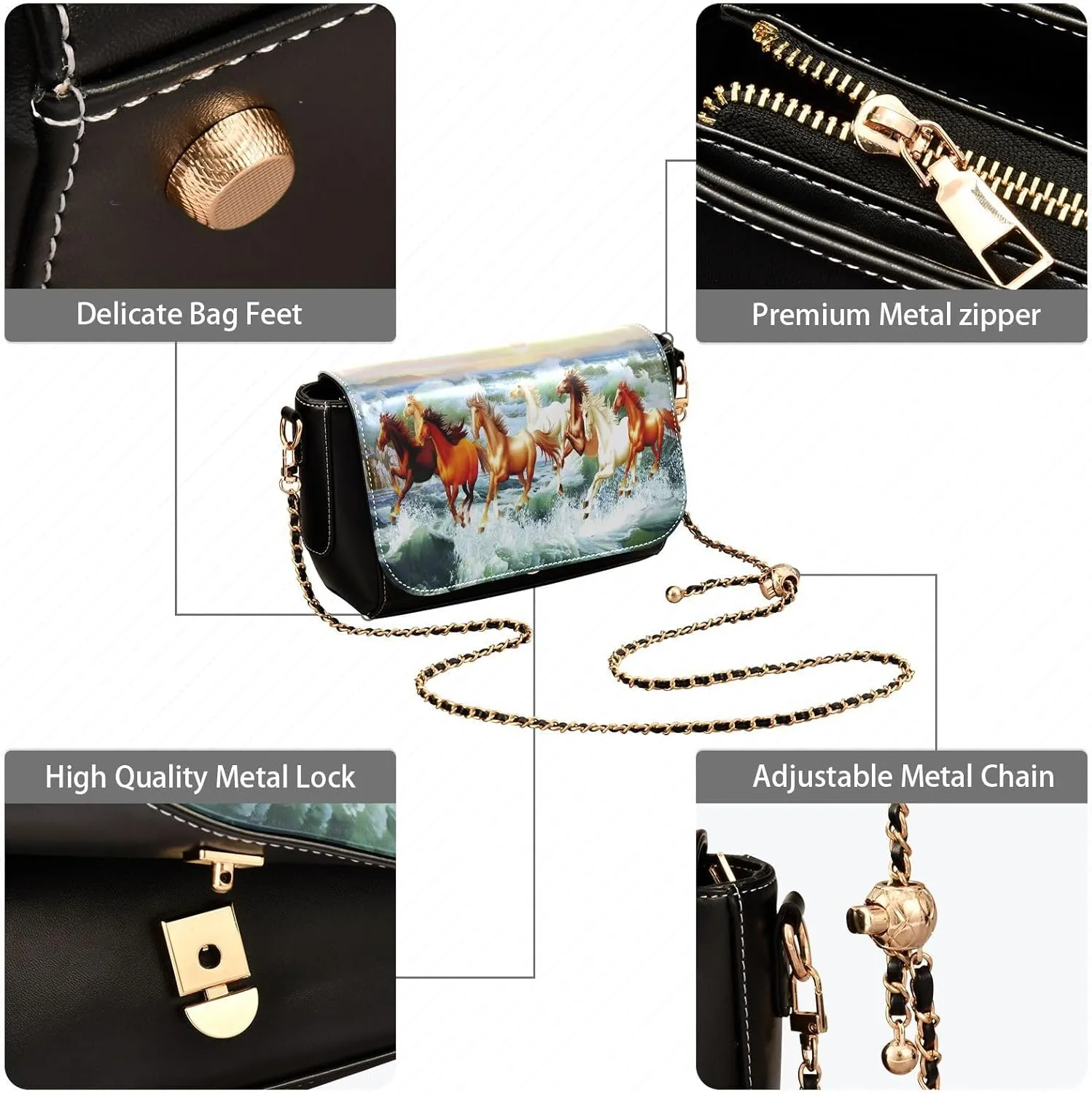 Crossbody Bags for Women Trendy Women's Black Shoulder Bag Small PU Leather Flap Cross Body Bag Handbags
