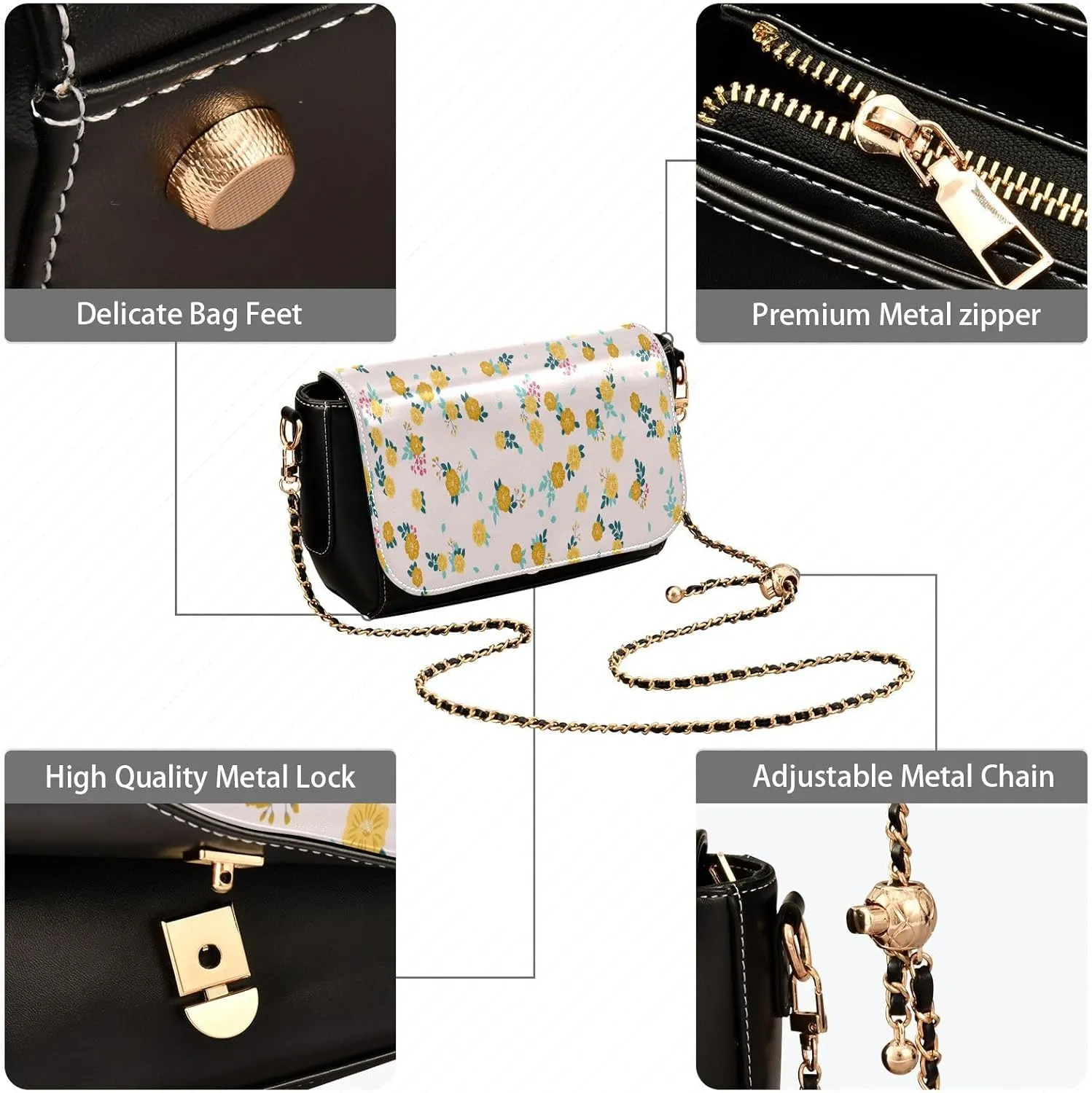 Crossbody Bags for Women Trendy Women's Black Shoulder Bag Small PU Leather Flap Cross Body Bag Handbags