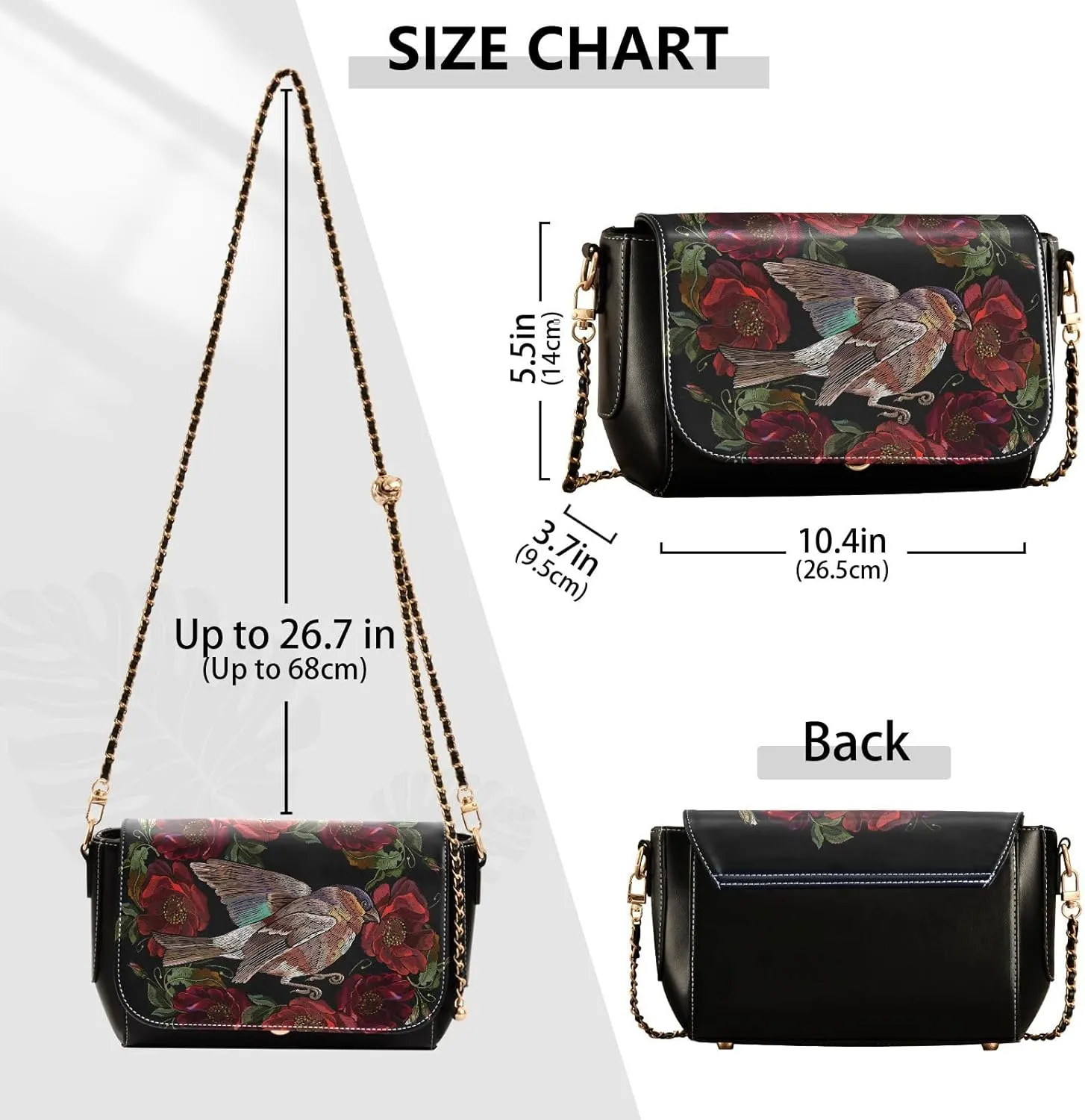 Crossbody Bags for Women Trendy Women's Black Shoulder Bag Small PU Leather Flap Cross Body Bag Handbags