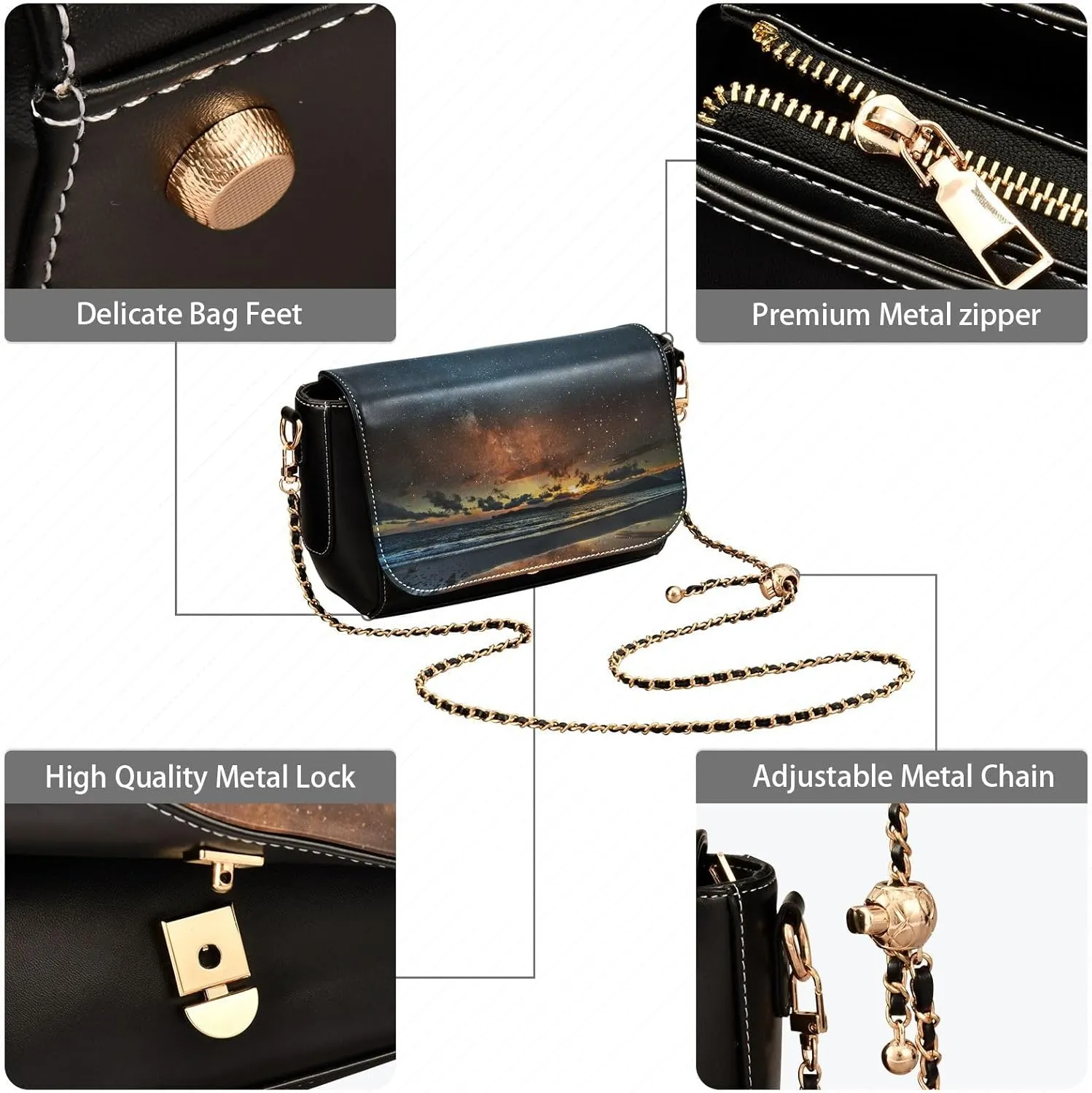 Crossbody Bags for Women Trendy Women's Black Shoulder Bag Small PU Leather Flap Cross Body Bag Handbags