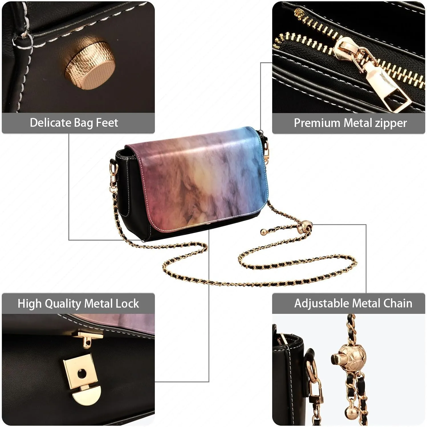 Crossbody Bags for Women Trendy Women's Black Shoulder Bag Small PU Leather Flap Cross Body Bag Handbags