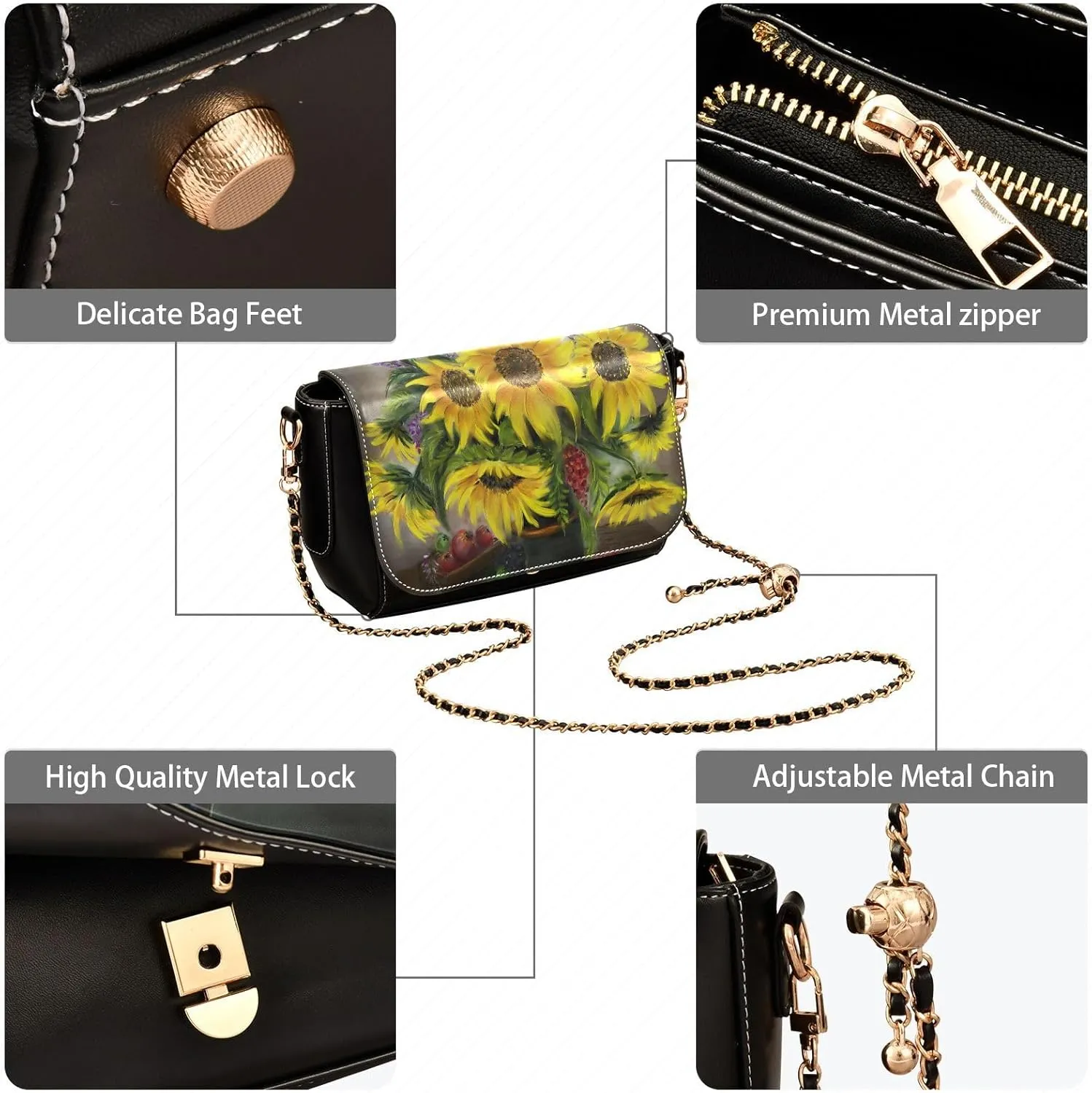 Crossbody Bags for Women Trendy Women's Black Shoulder Bag Small PU Leather Flap Cross Body Bag Handbags
