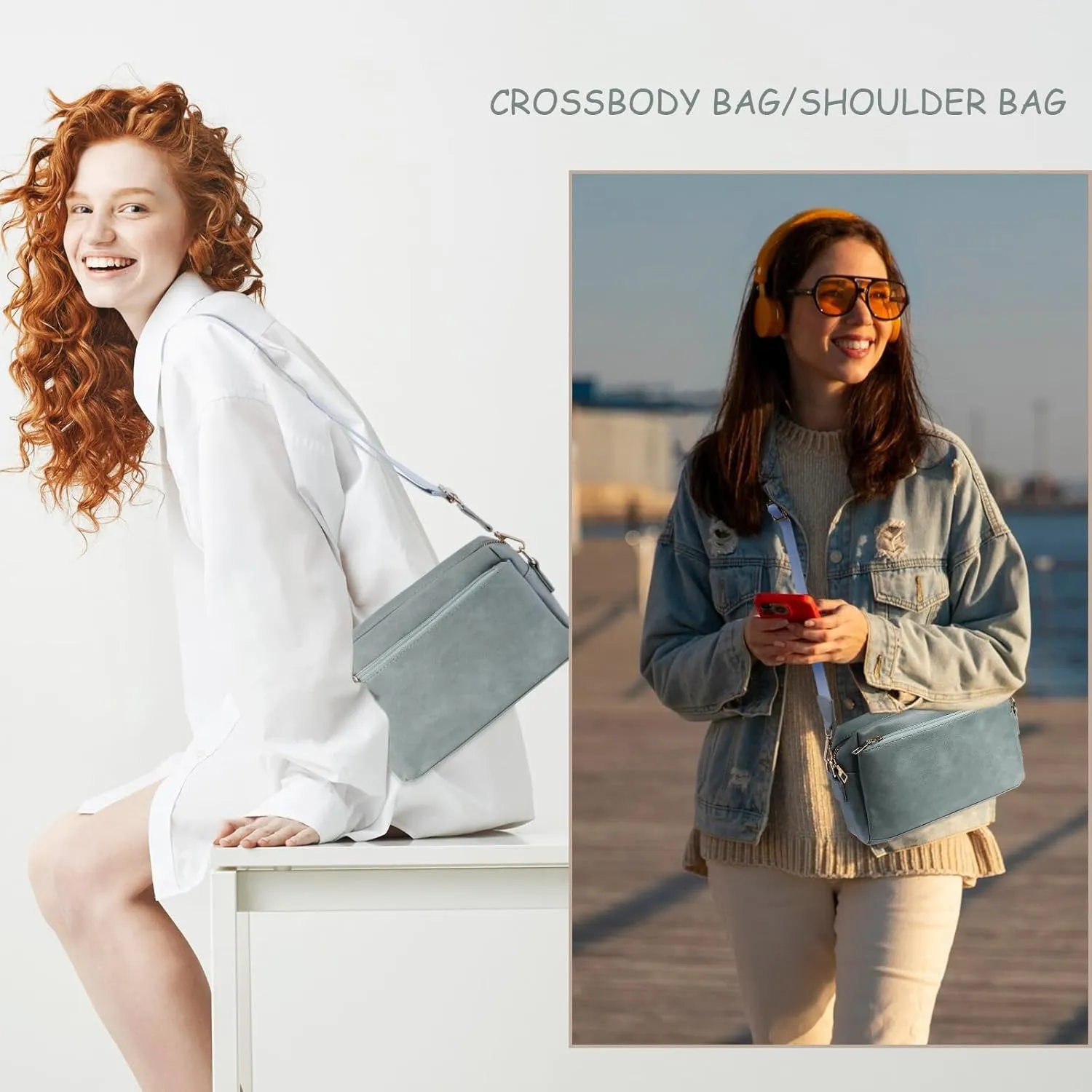 Crossbody Bags for Women Triple Zip Compartment Purses Vegan Leather Shoulder Handbags with Adjustable Shoulder Strap