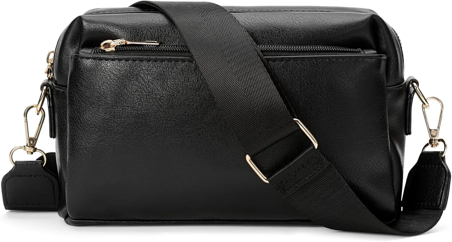 Crossbody Bags for Women Triple Zip Compartment Purses Vegan Leather Shoulder Handbags with Adjustable Shoulder Strap