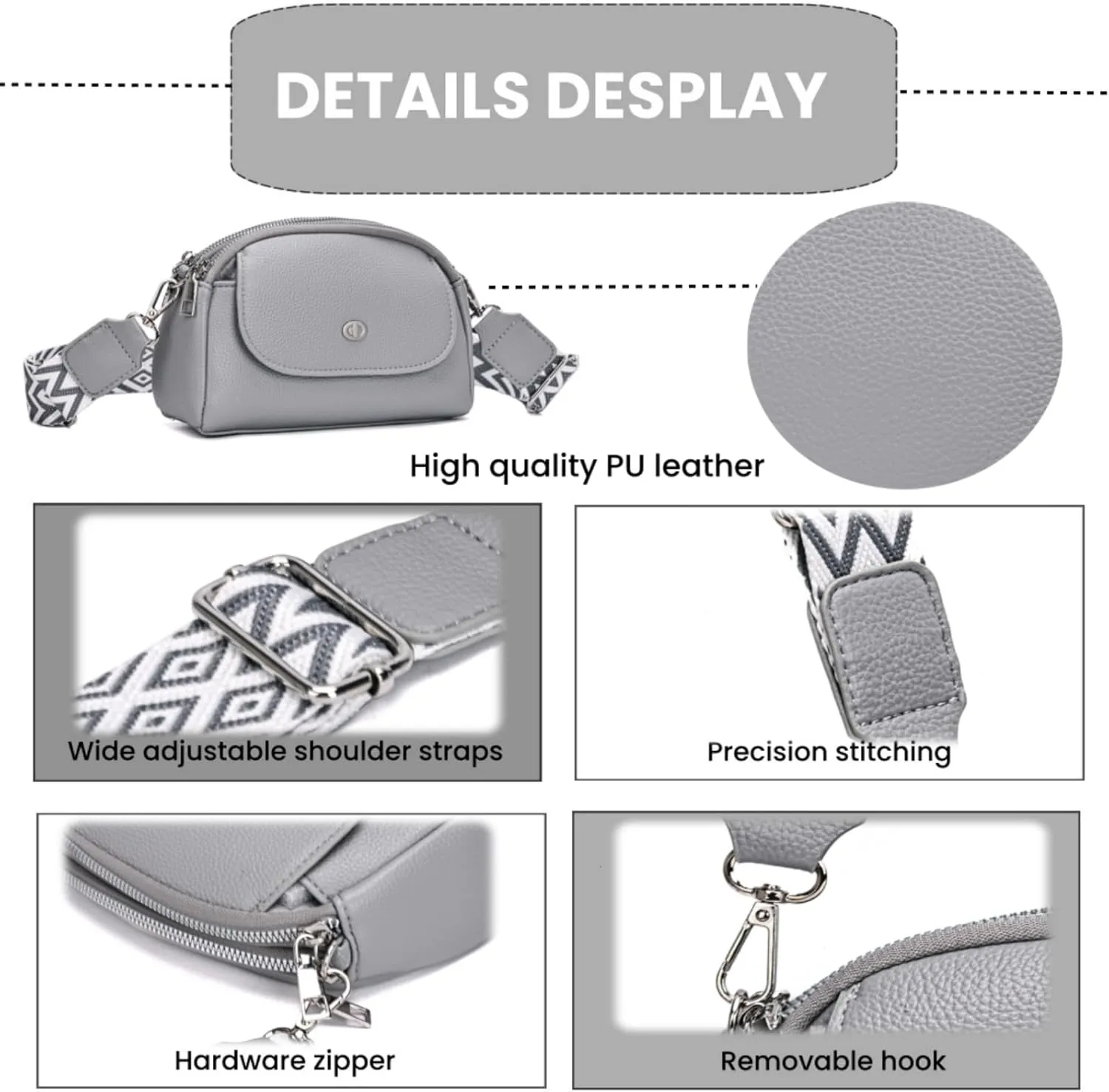 Crossbody Bags for Women, Vegan Leather Crossbody Purses with Wide Strap