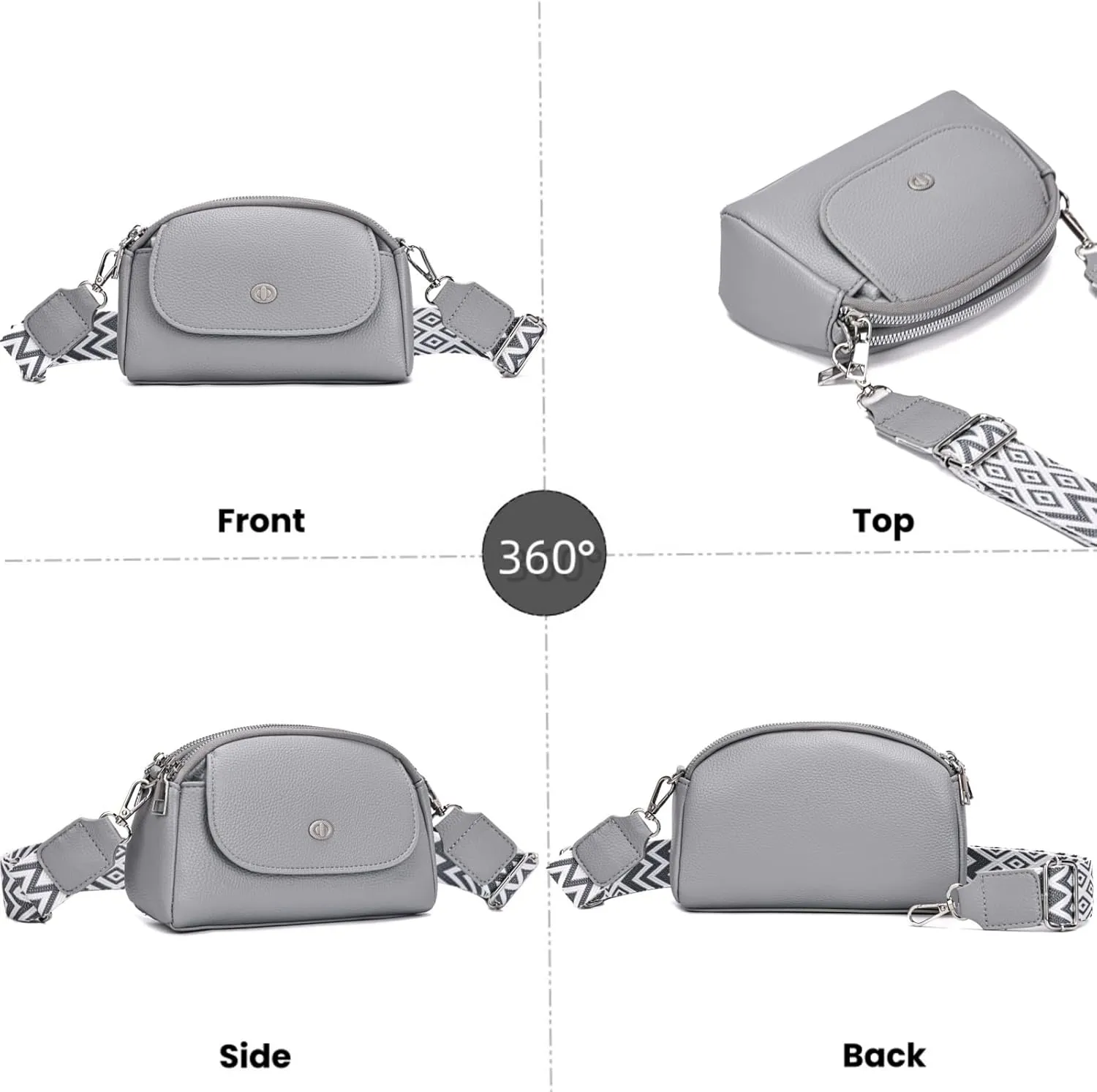 Crossbody Bags for Women, Vegan Leather Crossbody Purses with Wide Strap