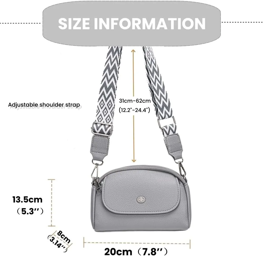 Crossbody Bags for Women, Vegan Leather Crossbody Purses with Wide Strap