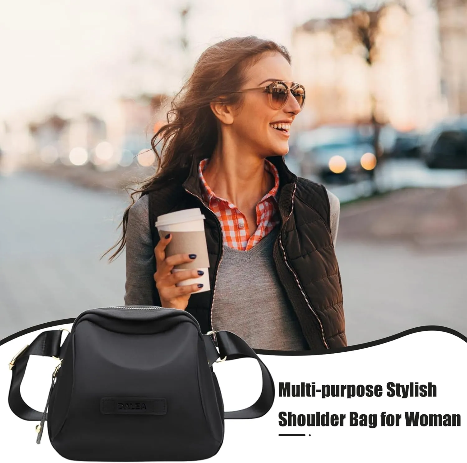 Crossbody Bags for Women, with Adjustable Strap, Multifunctional Fashion Ladies Shoulder Bag, Nylon Tote Satchel
