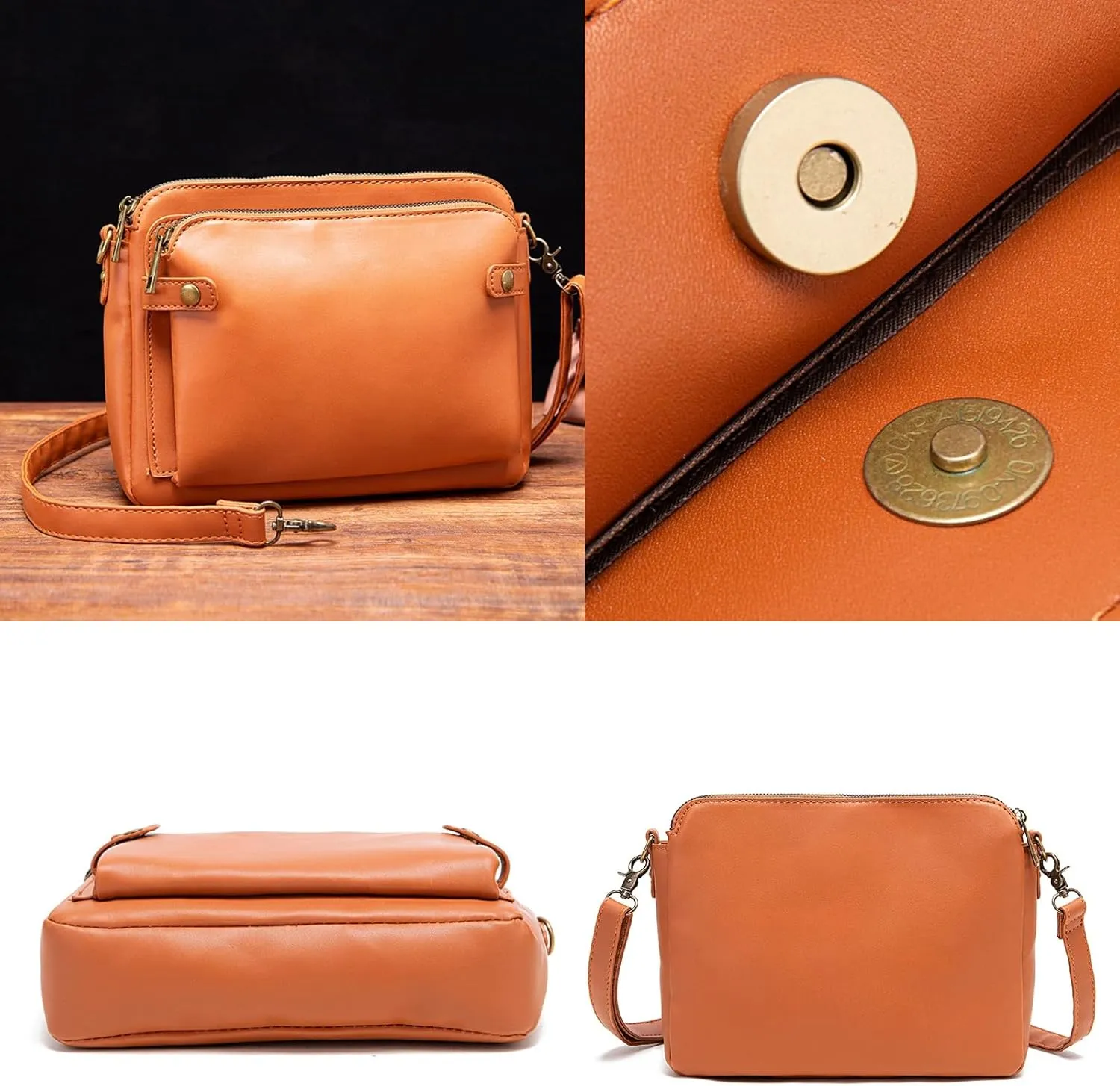 Crossbody Bags For Women with Adjustable Strap PU Leather Shoulder Bag Multiple Pockets Handbags Cross Body Purse