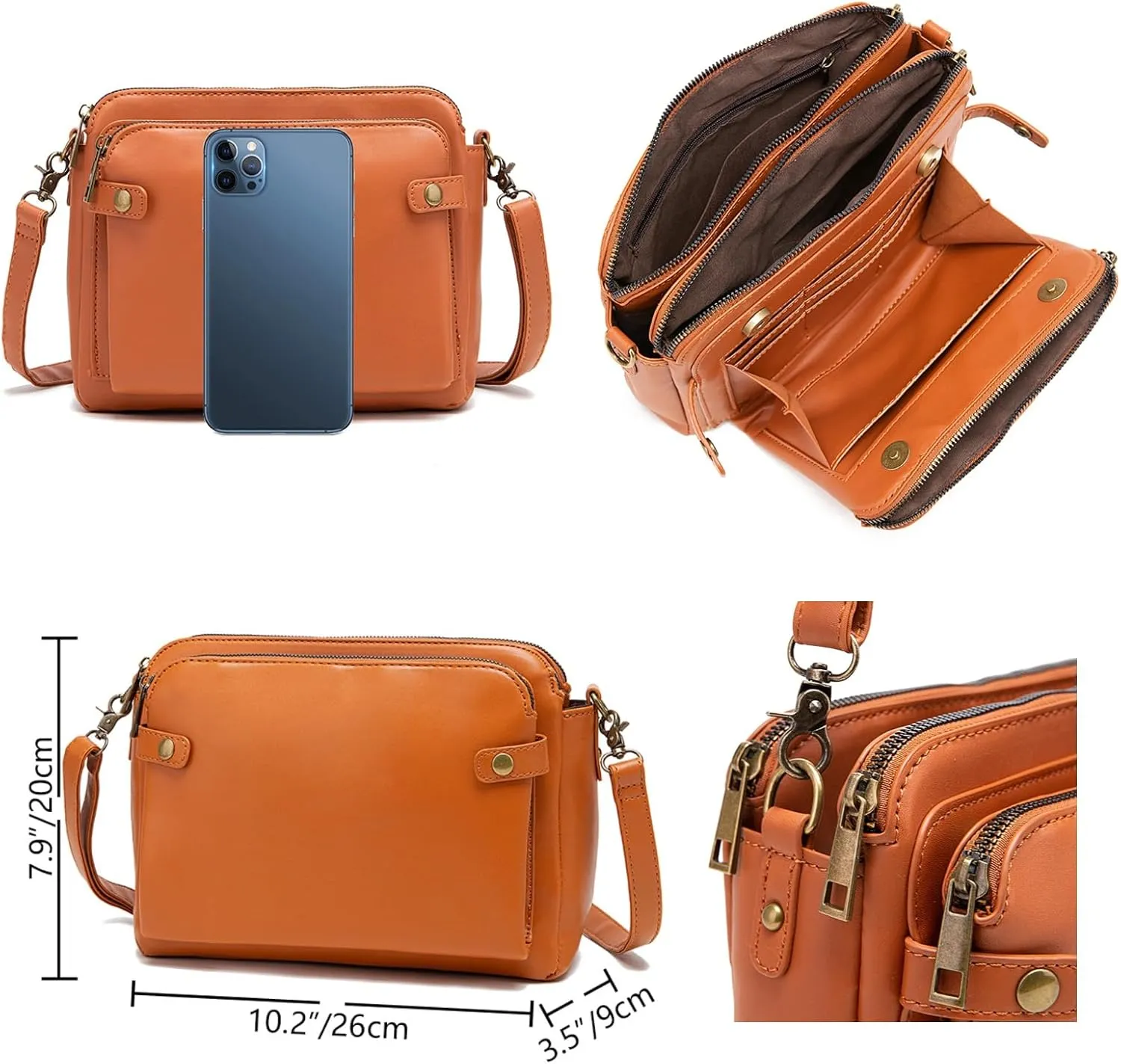 Crossbody Bags For Women with Adjustable Strap PU Leather Shoulder Bag Multiple Pockets Handbags Cross Body Purse