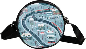 Crossbody Bags for Women,Crossbody Bag Men,Small Sling Bag,Cartoon Train Railway Game Mat,Crossbody Purse