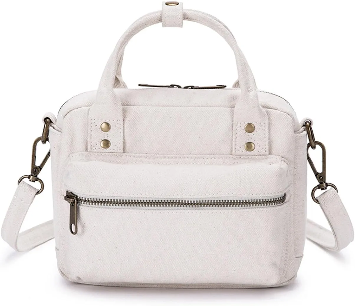 Crossbody Canvas Tote Bag Detachable Shoulder Strap Comfortable Handles canvas handbag (Beige)