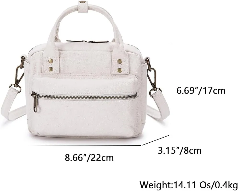 Crossbody Canvas Tote Bag Detachable Shoulder Strap Comfortable Handles canvas handbag (Beige)