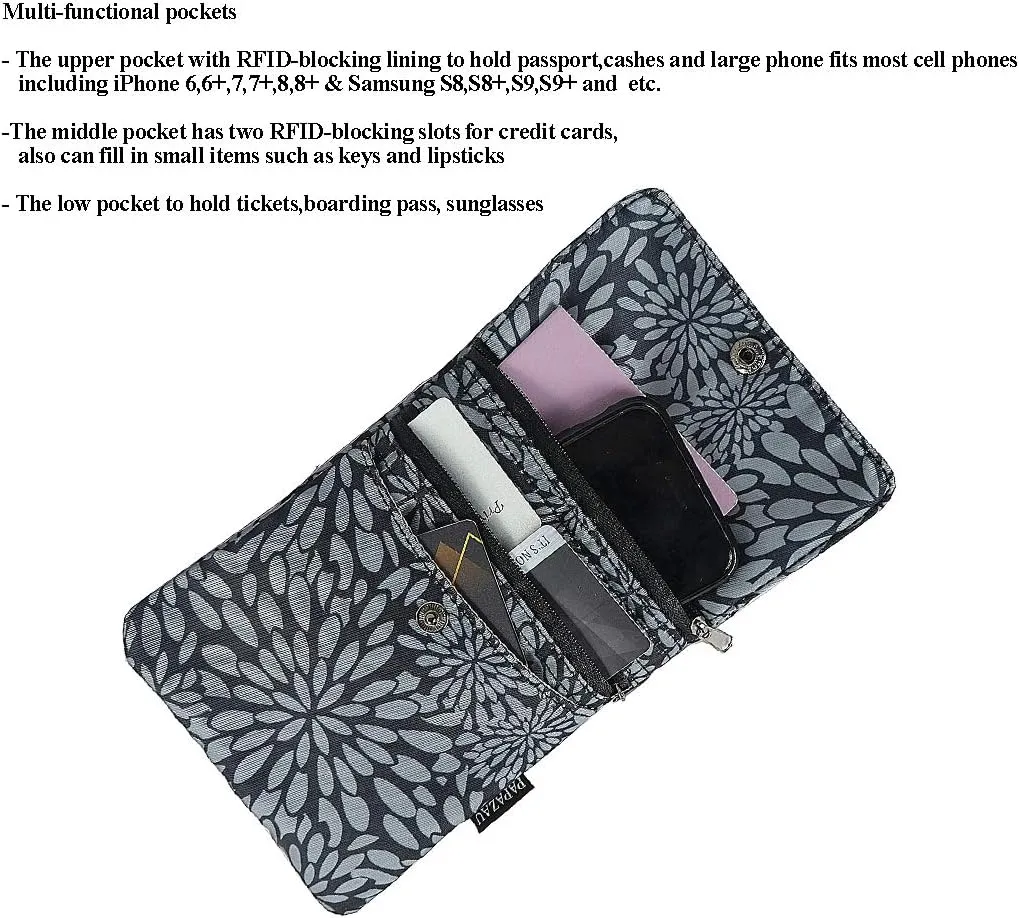Crossbody Phone Bag Purse RFID Blocking Passport Travel Neck Wallet for Women