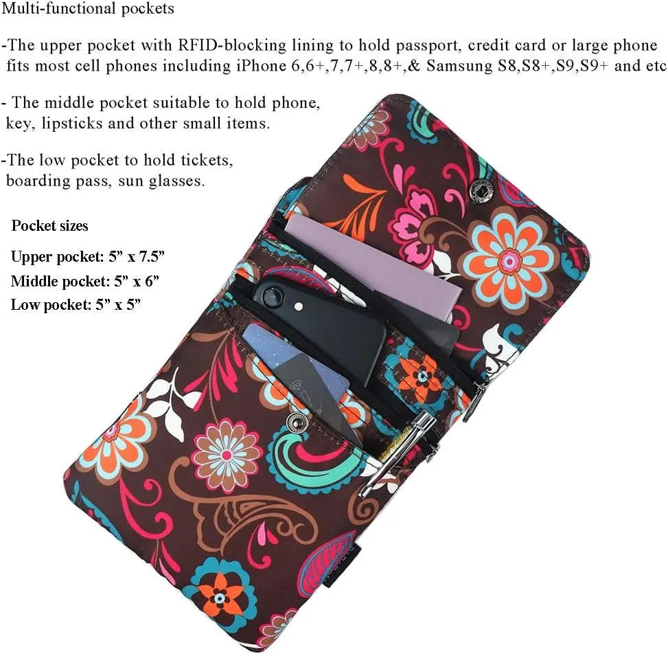 Crossbody Phone Bag Purse RFID Blocking Passport Travel Neck Wallet for Women