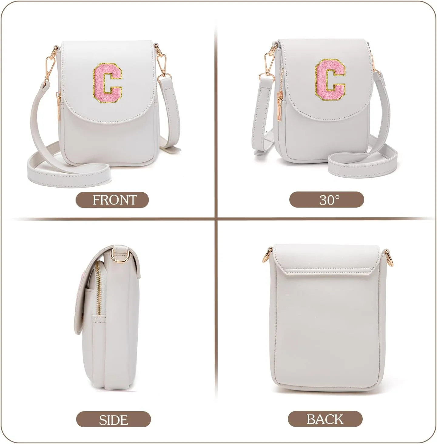 Crossbody Purse for Teen Girls Small Initial Cell Phone Toddler Purse Leather Triple Compartment Crossbody Bags