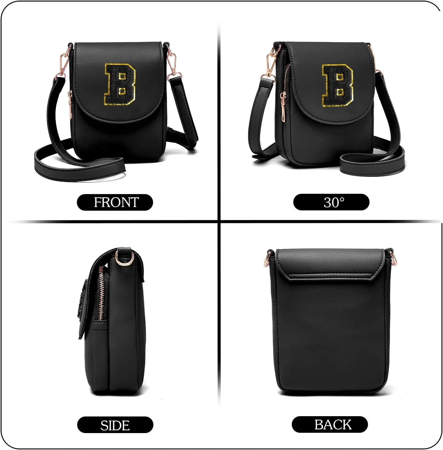 Crossbody Purse for Teen Girls Small Initial Cell Phone Toddler Purse Leather Triple Compartment Crossbody Bags