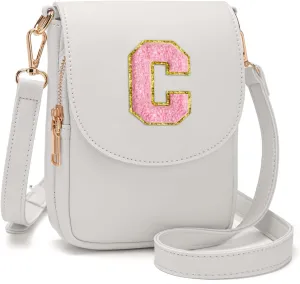 Crossbody Purse for Teen Girls Small Initial Cell Phone Toddler Purse Leather Triple Compartment Crossbody Bags