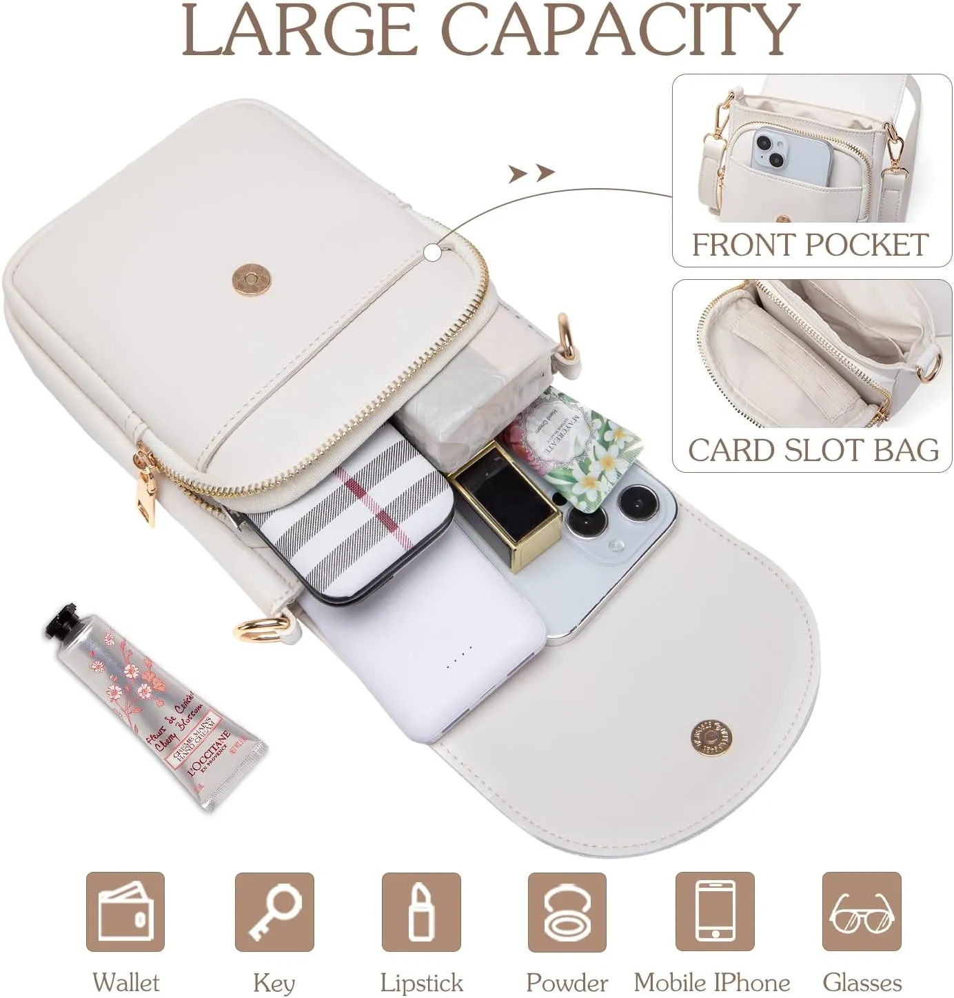 Crossbody Purse for Teen Girls Small Initial Cell Phone Toddler Purse Leather Triple Compartment Crossbody Bags