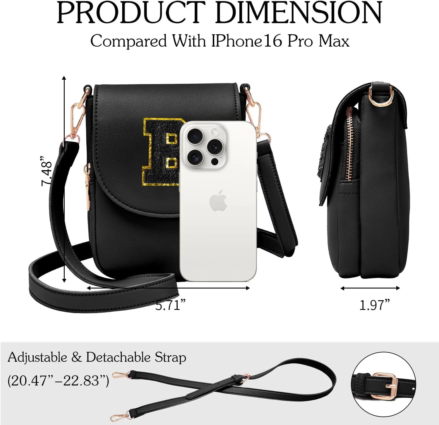 Crossbody Purse for Teen Girls Small Initial Cell Phone Toddler Purse Leather Triple Compartment Crossbody Bags