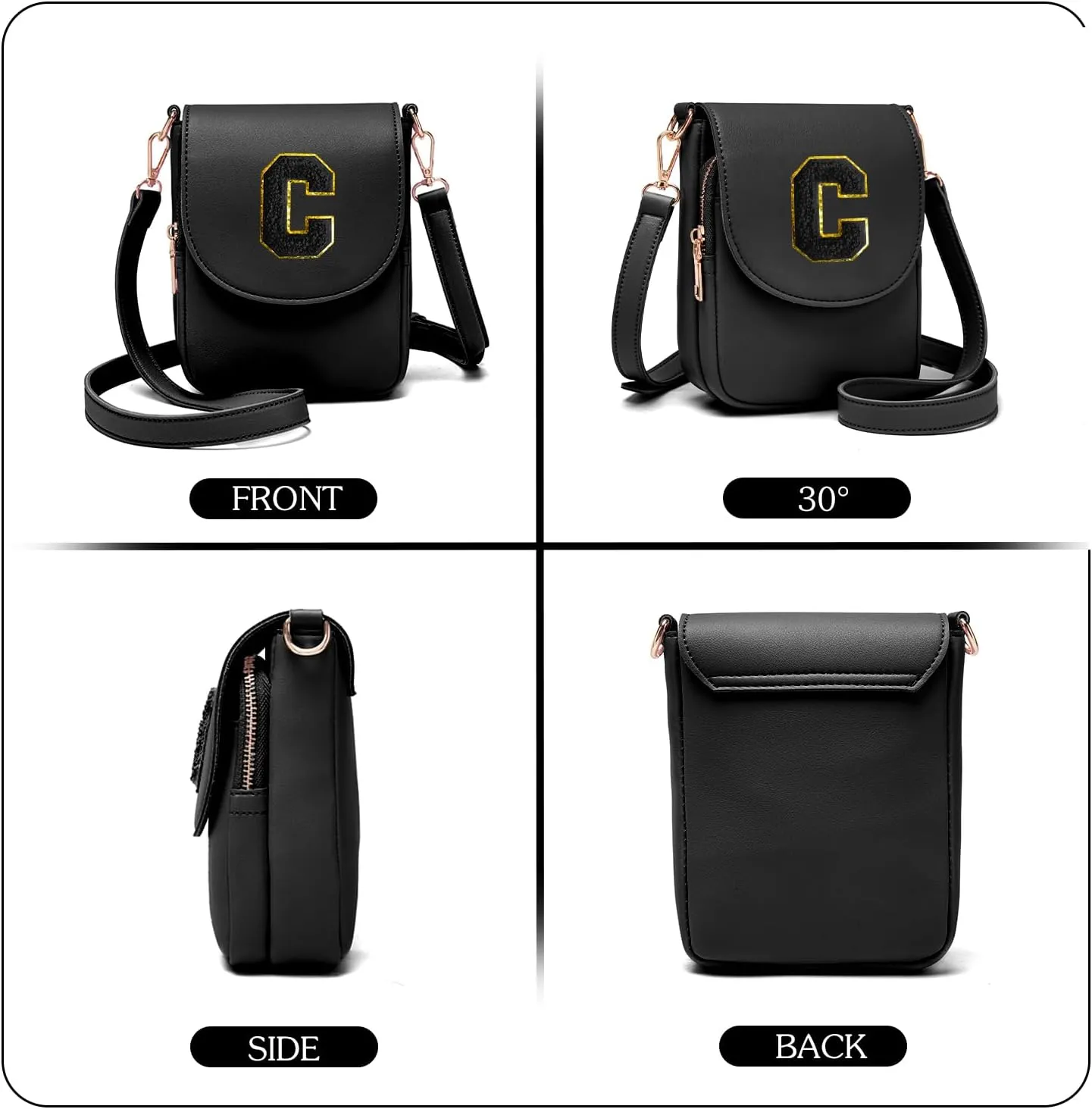 Crossbody Purse for Teen Girls Small Initial Cell Phone Toddler Purse Leather Triple Compartment Crossbody Bags