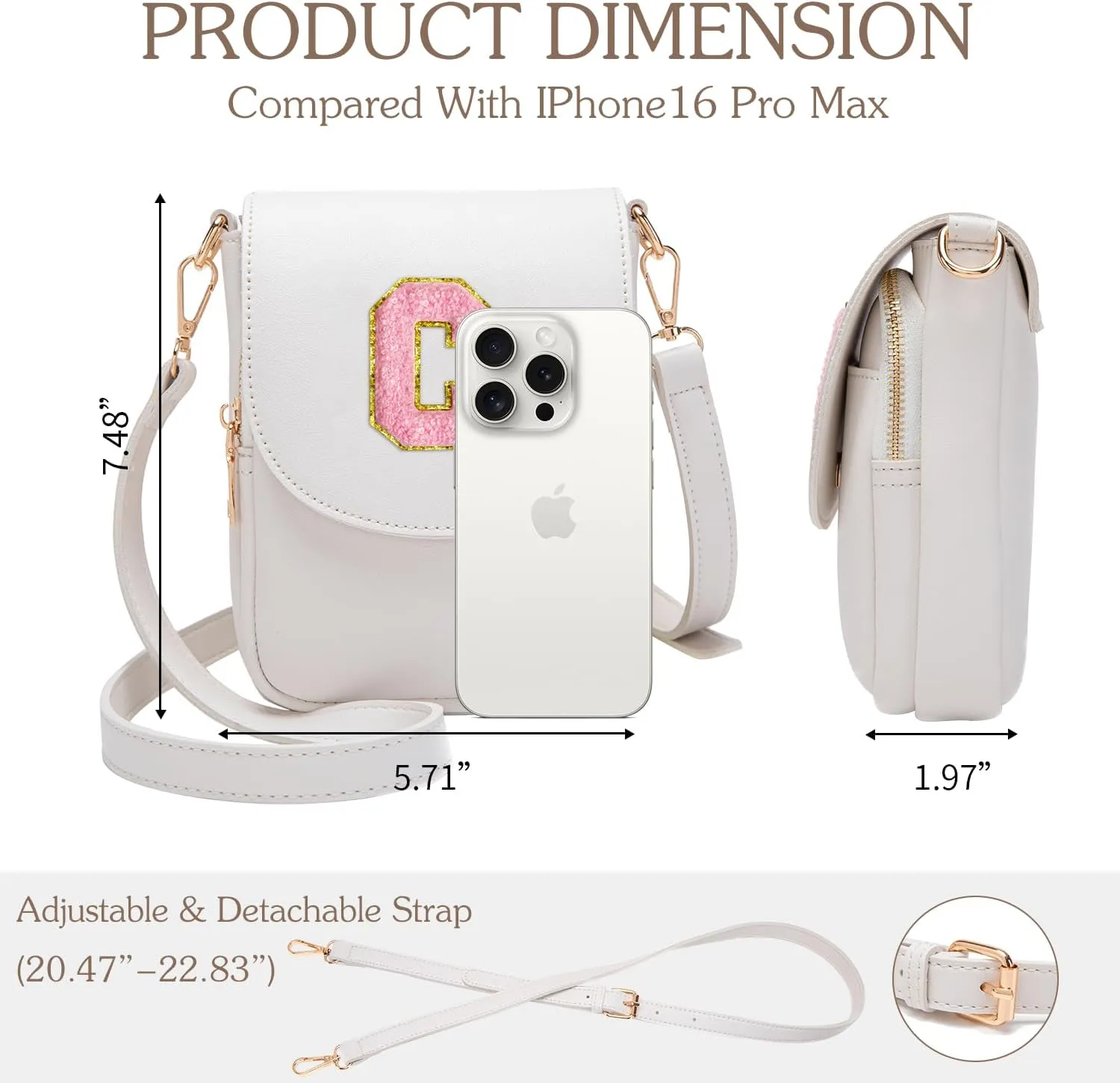 Crossbody Purse for Teen Girls Small Initial Cell Phone Toddler Purse Leather Triple Compartment Crossbody Bags