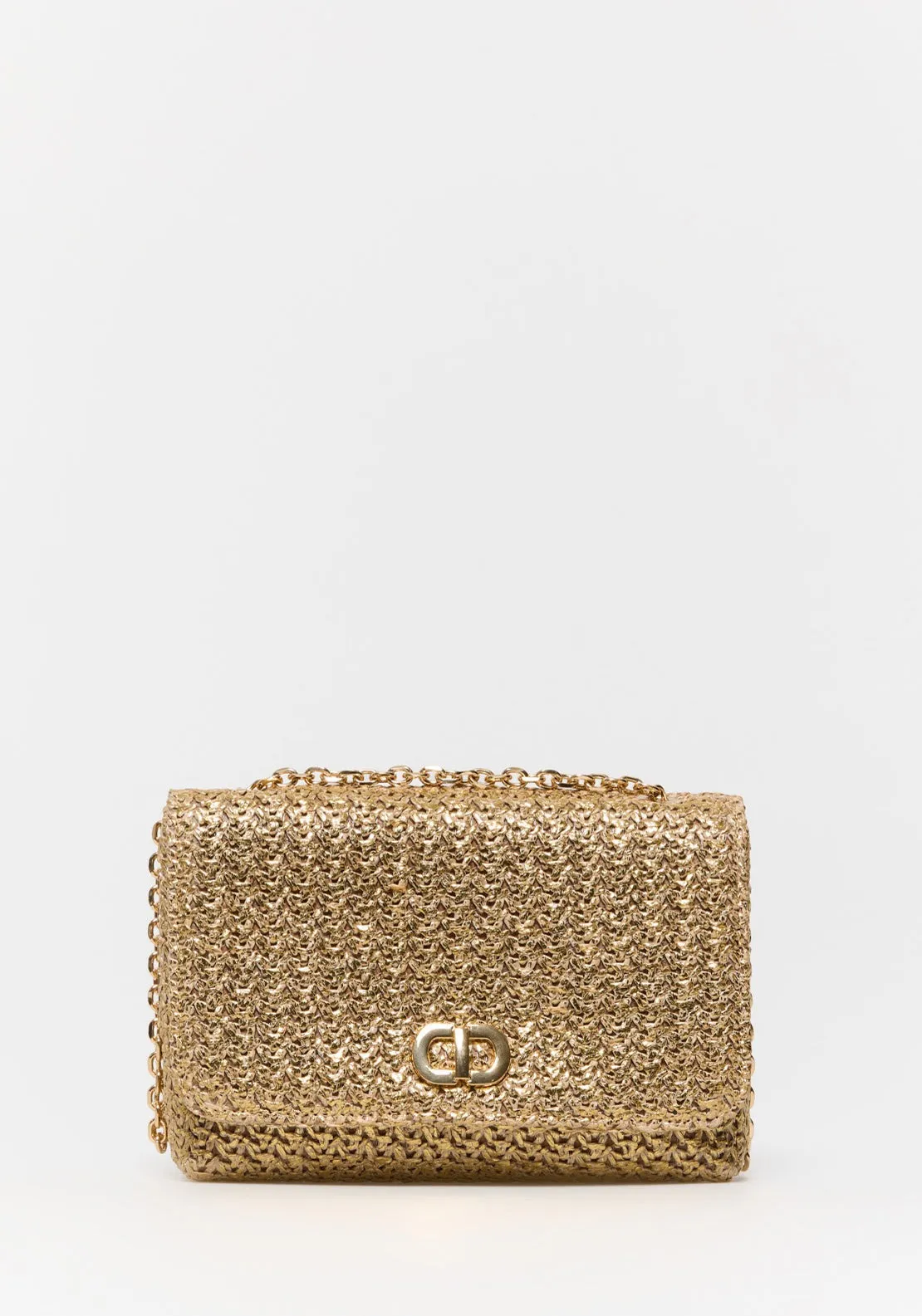 Crossbody Raffia Brooch - Gold