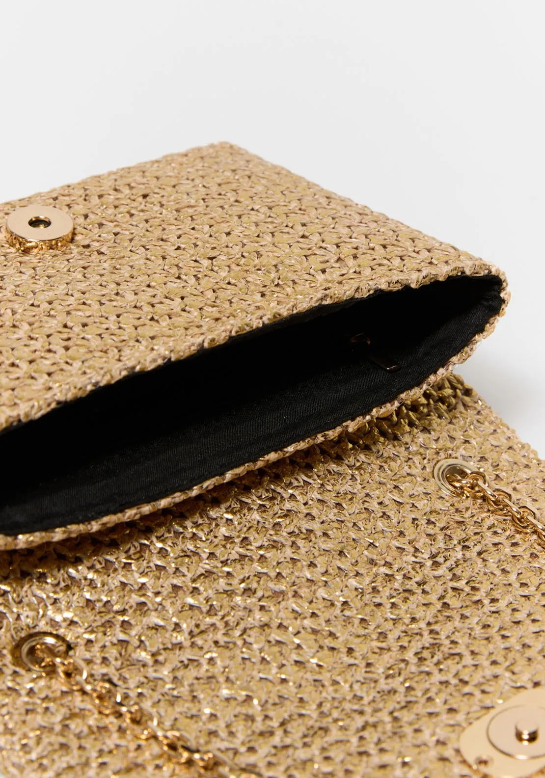 Crossbody Raffia Brooch - Gold