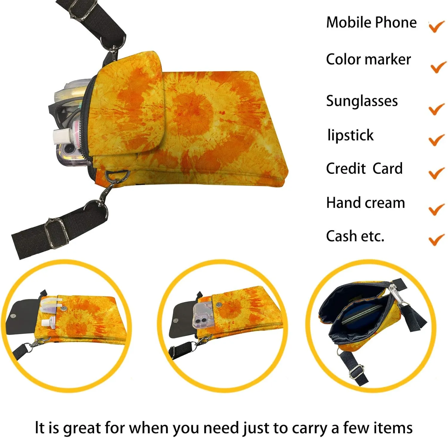Crossbody Sling Bag for Women Cellphone Storage Purse Multi Pockets Messenger Bag