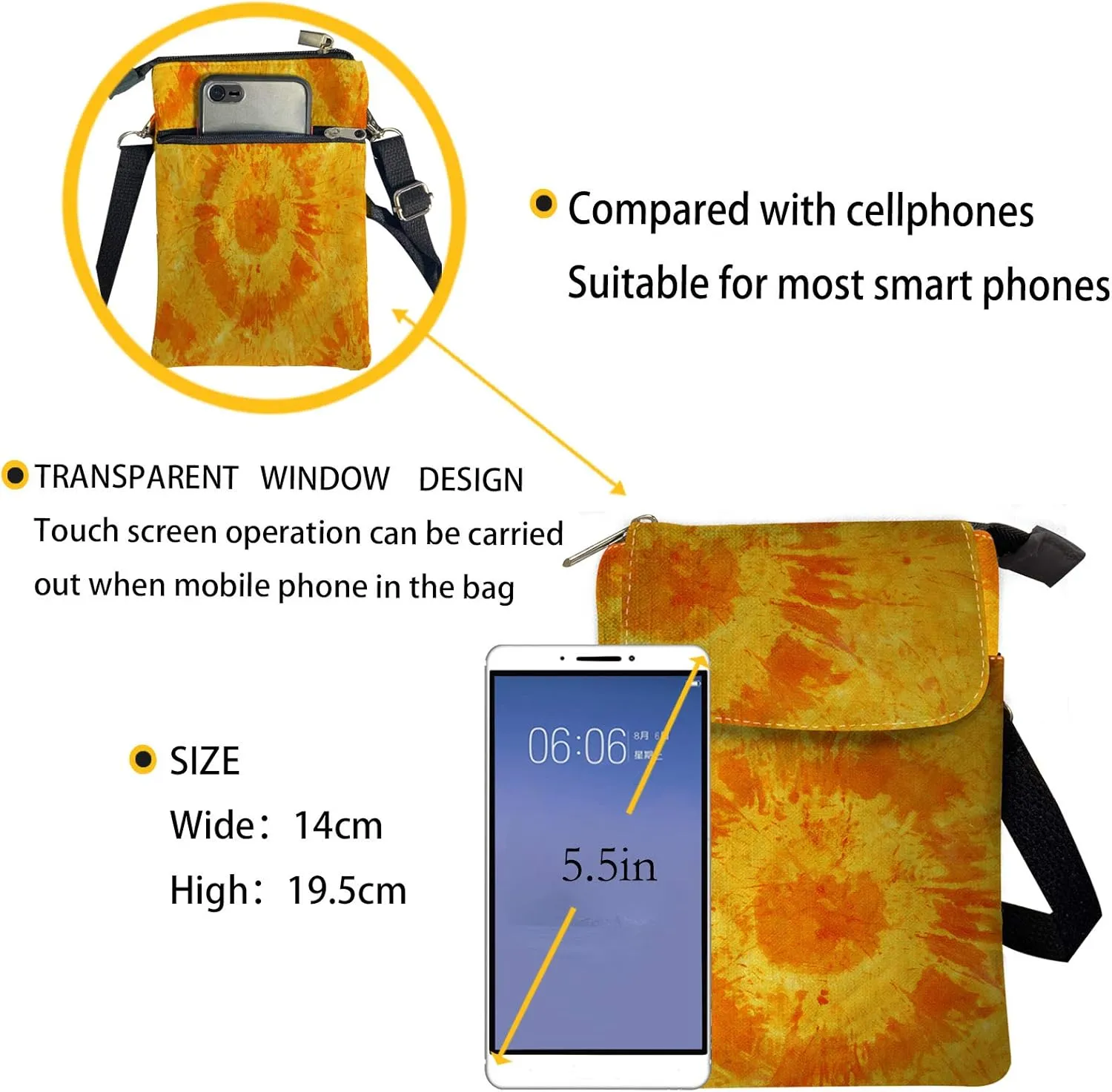 Crossbody Sling Bag for Women Cellphone Storage Purse Multi Pockets Messenger Bag