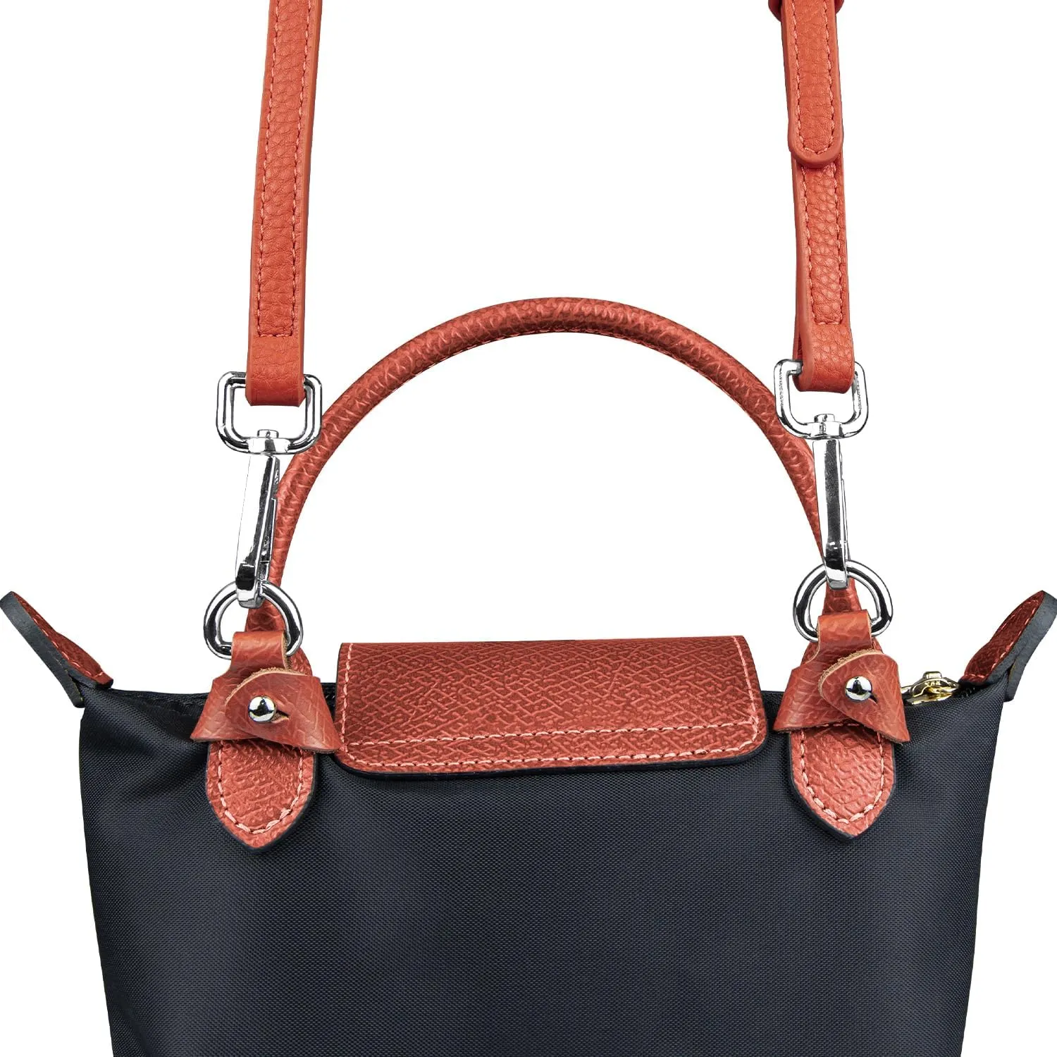 Crossbody Strap Replacement for Longchamp Pouch with Handle Mini Bag Adjustable Conversion Kit for Long Champ(Width:12mm,Color:Orange)