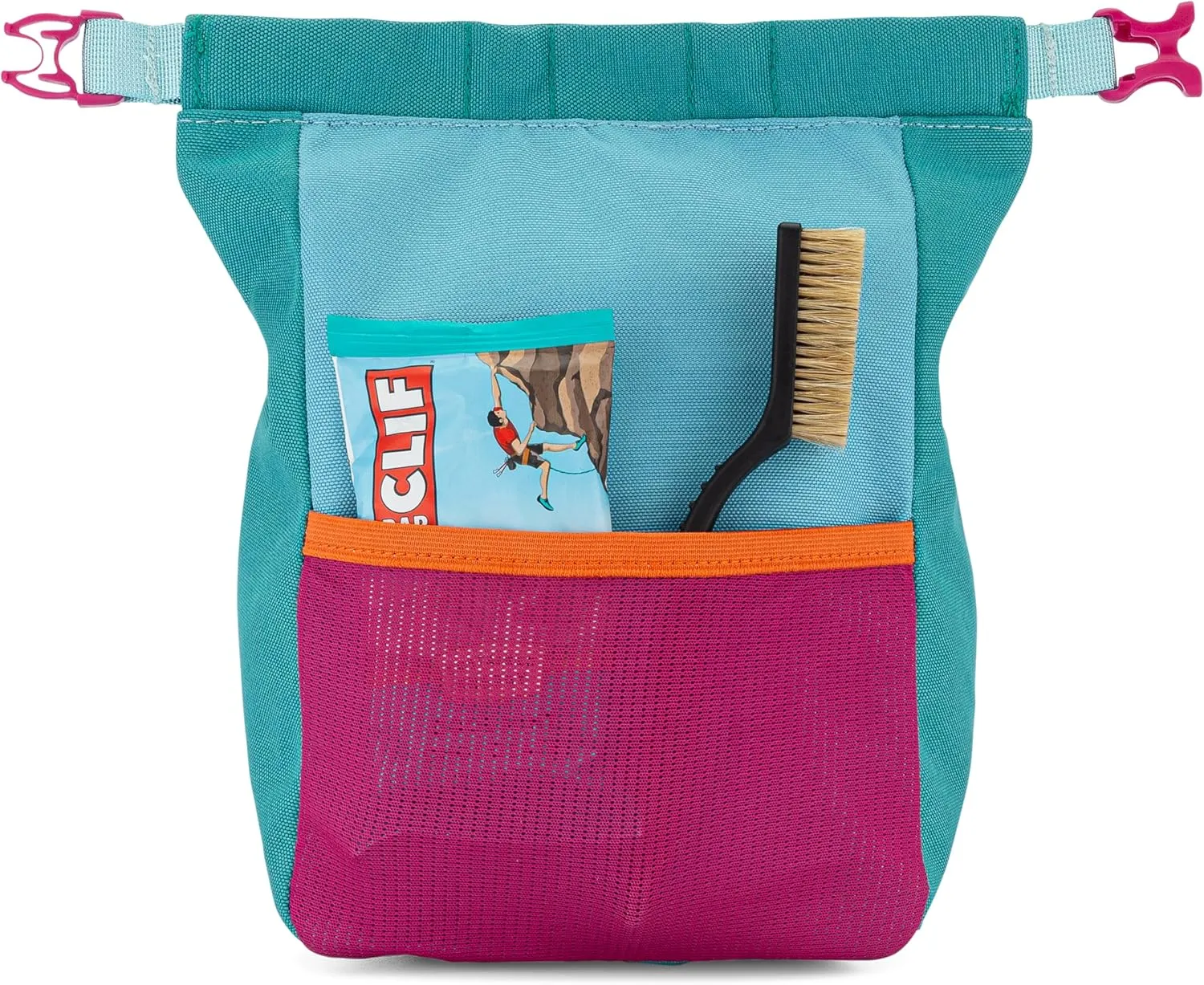 Crux Bouldering Chalk Bucket, Large Size Chalk Bag for Rock Climbing, Chalk Pot with Magnetic Closure, Zippered Pockets and Mesh Pouch for Climbers, Weightlifting, Gymnastics
