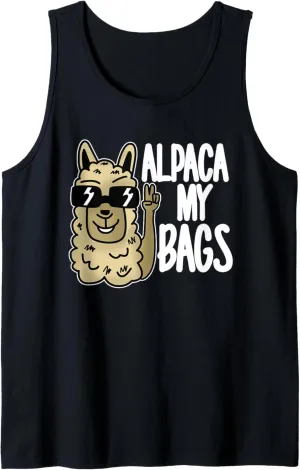 Cute Alpaca My Bags Graphic Llama SayingsDesigner Illustrati Tank Top