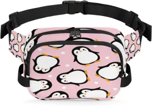 Cute Cartoon Penguins Durable Waterproof Fanny Pack with Double Zipper Closure - Organize Your Essentials with Ease - Lightweight and Comfortable for Men and Women