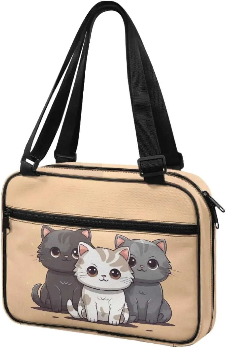 Cute Cat Bible Cover for Women Medium Size Crossbody Bag Carrying Book Case Church Bag Bible Protective Pocket Travel Holiday Weekend Office