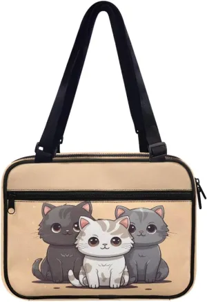 Cute Cat Bible Cover for Women Medium Size Crossbody Bag Carrying Book Case Church Bag Bible Protective Pocket Travel Holiday Weekend Office