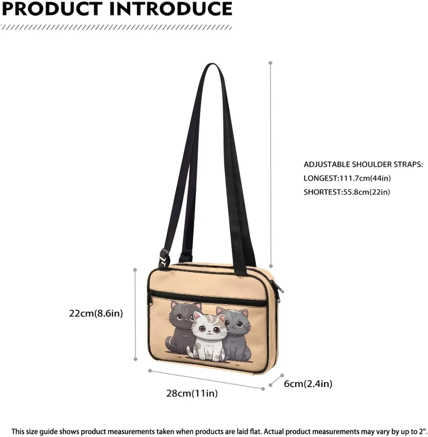 Cute Cat Bible Cover for Women Medium Size Crossbody Bag Carrying Book Case Church Bag Bible Protective Pocket Travel Holiday Weekend Office