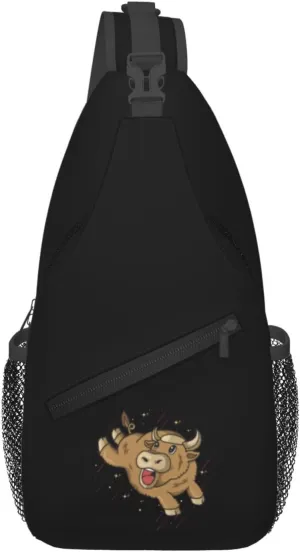 Cute Cow Jumping With Stars Crossbody Bags For Women Men Chest Backpack Gym Shoulder Bag Travel Outdoor Sports Casual Crossbody Bags