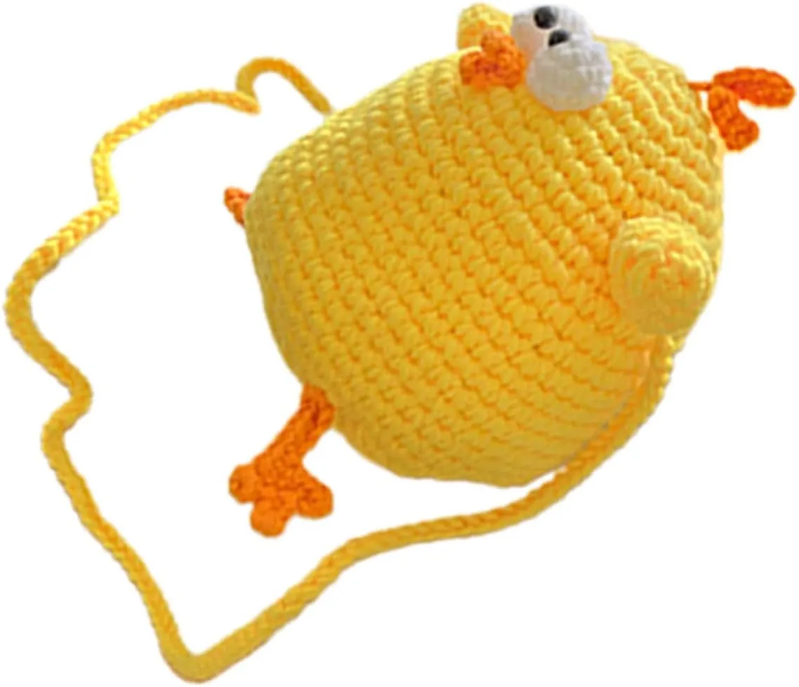 Cute Small Purse Boys and Girls Cartoon Egg Bun Shape Crossbody Bag Girls Woven Purse Mini Crochet Shoulder Bag for Children