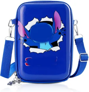 Cute Stitch Crossbody Bag Ohana Stitch Angel Wallet with Lanyard Purse Coin Holder for Girls Women (Blue)