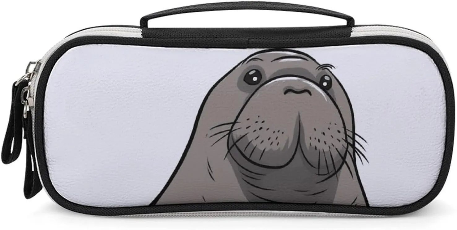 Cute Walrus Leather Makeup Bag Portable Small Cosmetic Organizer Waterproof Toiletry Bags Brushes Pencils And Travel Make Up Accessories
