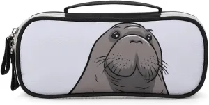 Cute Walrus Leather Makeup Bag Portable Small Cosmetic Organizer Waterproof Toiletry Bags Brushes Pencils And Travel Make Up Accessories