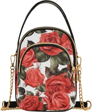 Daisies on Blue and White Checkered Womens Crossbody Purses, Fashion Crossbody Bag Crossbody Bag with Removable Strap