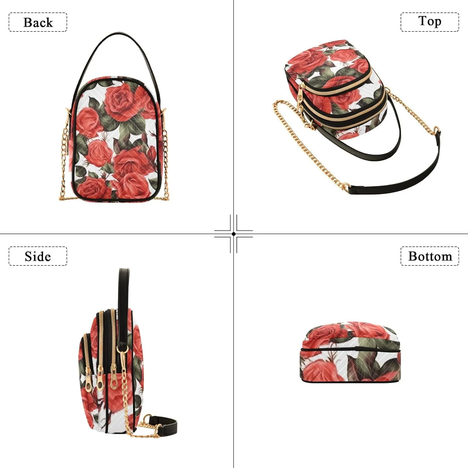 Daisies on Blue and White Checkered Womens Crossbody Purses, Fashion Crossbody Bag Crossbody Bag with Removable Strap