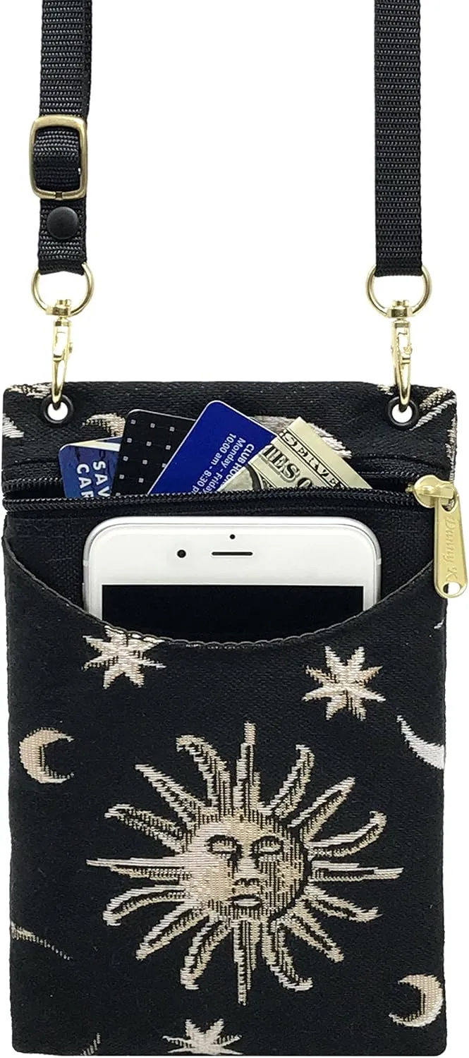 Danny K. Women's Tapestry Crossbody Cell Phone or Passport Purse, Handmade in USA