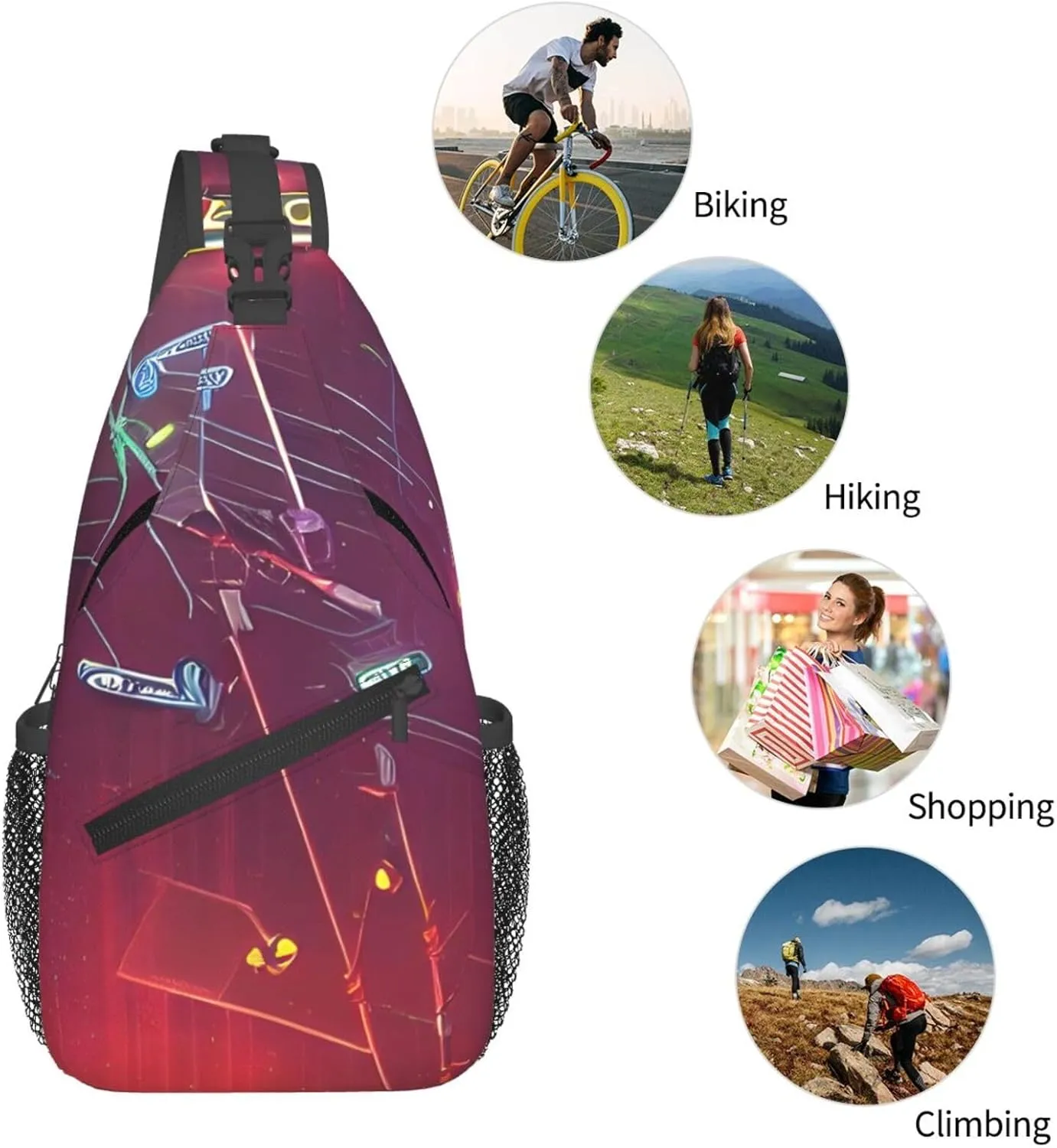 Darts Arrows Furture Print Diagonally Sling Bag,Crossbody Sling Backpack Shoulder Chest Bag For Women Men,Hiking