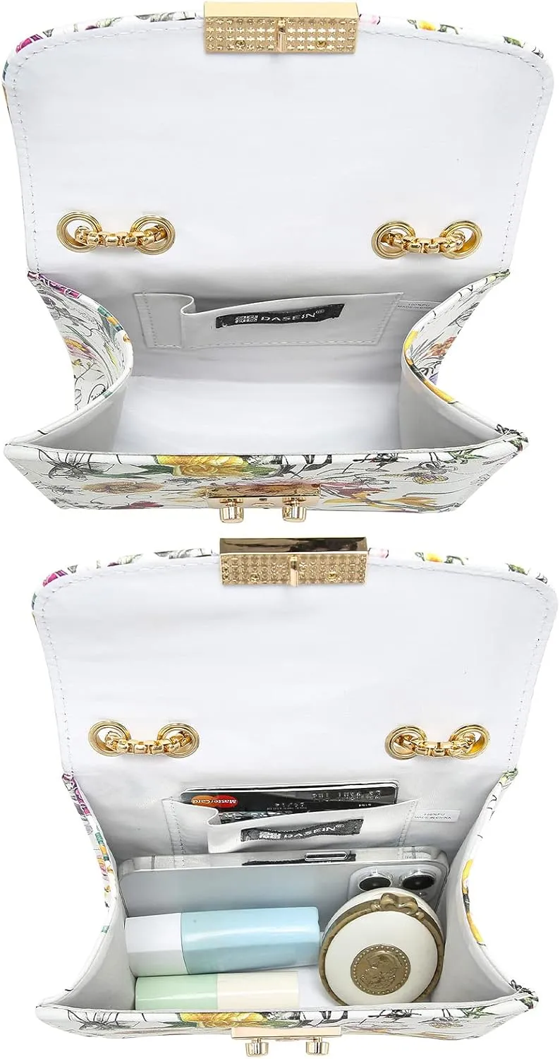 Dasein Women Small Crossbody Bag Designer Evening Bag Clutch Purse Handbag for Wedding/Prom/Party with Double Chain Strap