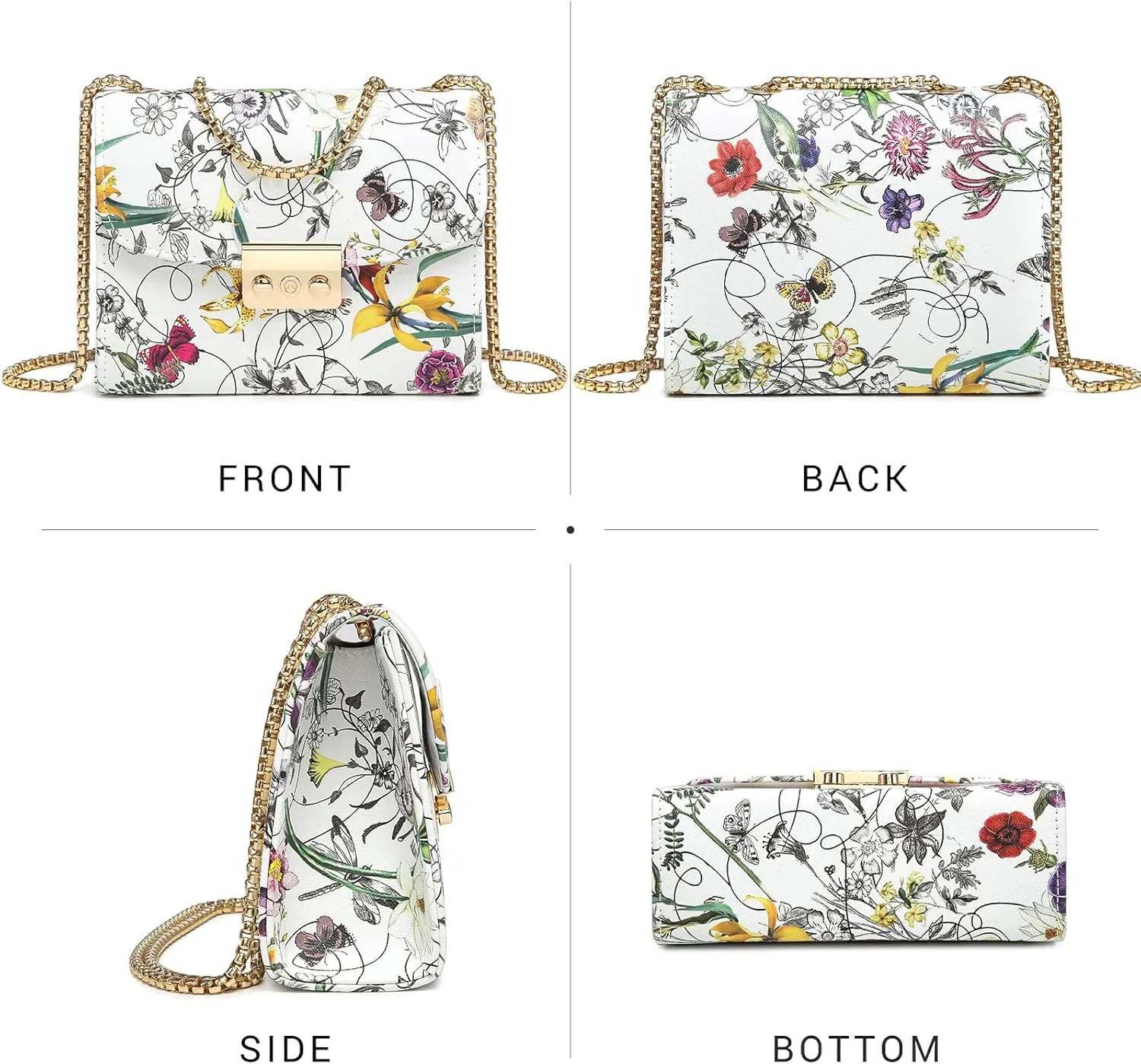Dasein Women Small Crossbody Bag Designer Evening Bag Clutch Purse Handbag for Wedding/Prom/Party with Double Chain Strap